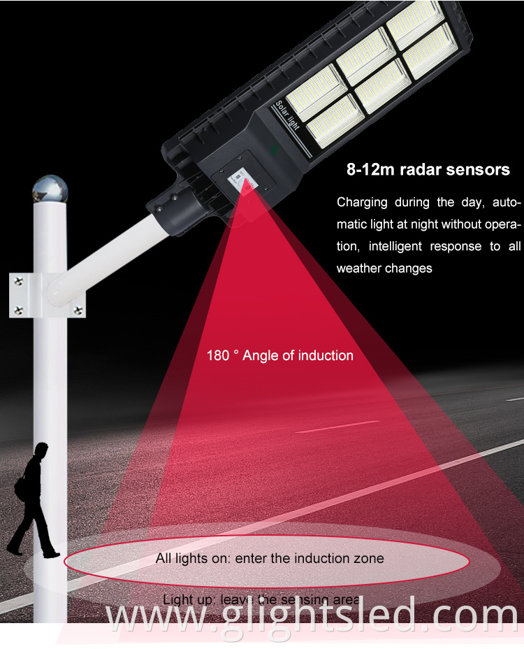 New products motion sensor 60 120 180 watt SMD integrated all in one solar led street lamp